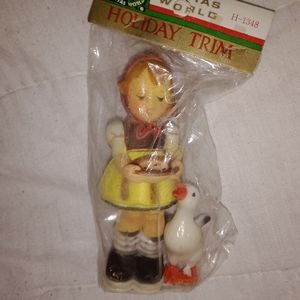 Vintage Santas World Hummel Style Christmas Tree Ornament Girl Goose For Kurt...
